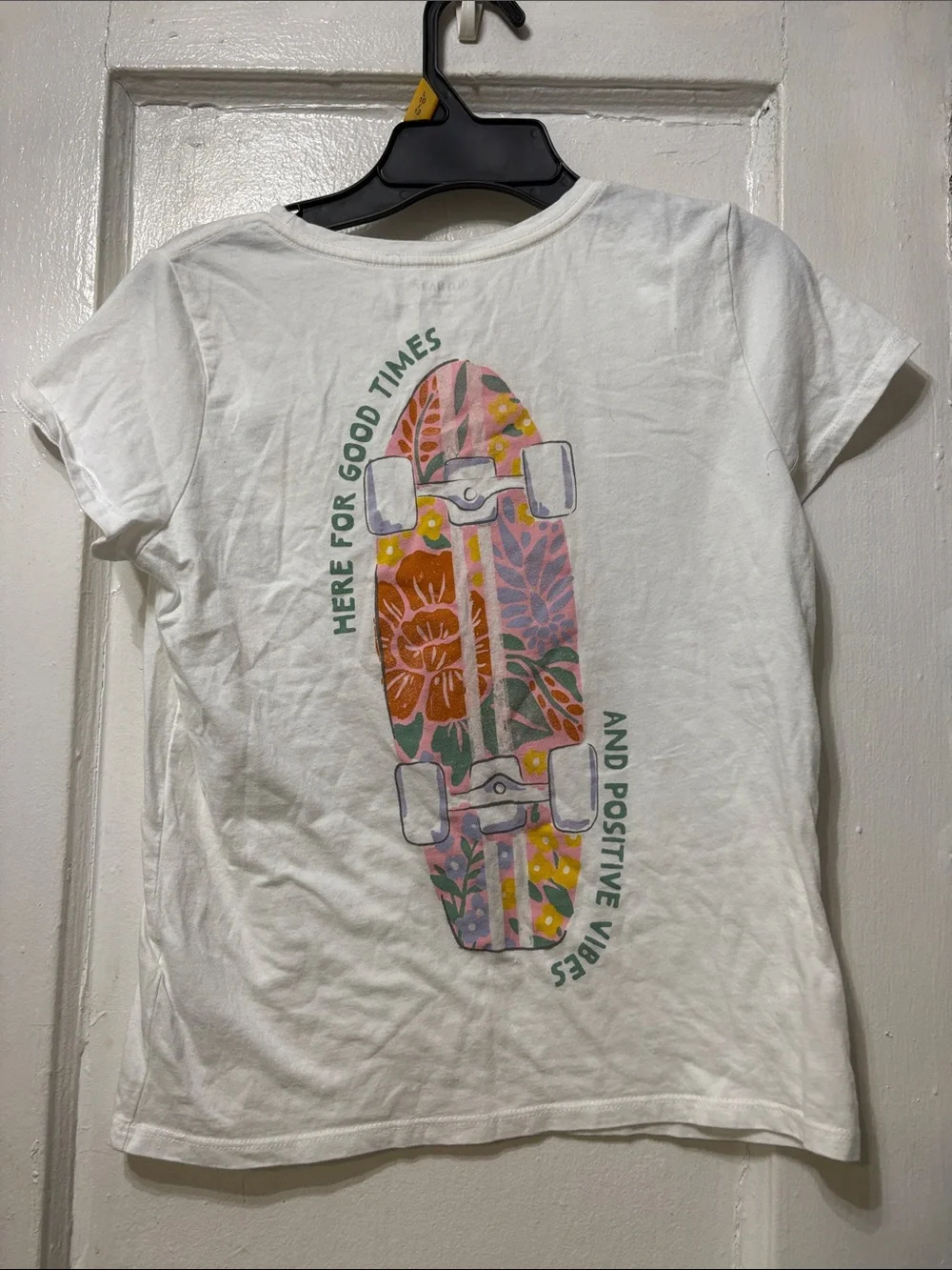 Old Navy White Tee with Yellow Floral 'Good Times' Graphic